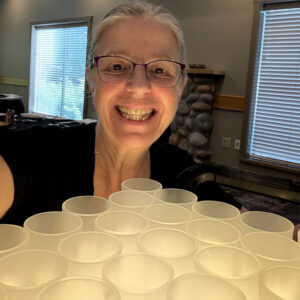 Christina, founder of Wedding and Event Design by Christina, photographed during event preparation